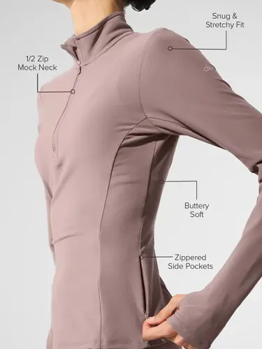 تیشرت آستین بلند نیم زیپ ALO