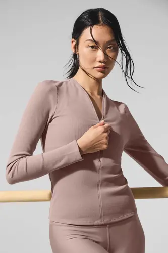 تیشرت آستین بلند کبریتی نیم زیپ ALO