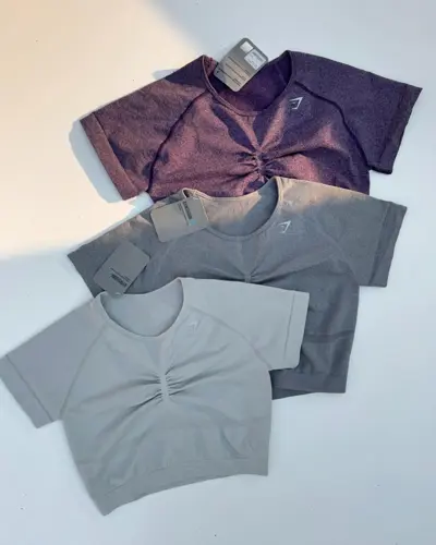 کراپ سیملس جلو چین دار Gymshark