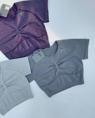 کراپ سیملس جلو چین دار Gymshark