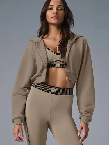 کراپ هودی فول زیپ ALO