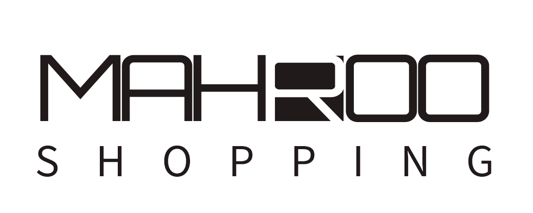 لوگوی نوشتاری مشکی MAHROO SHOPPING روی زمینه سفید